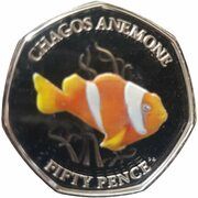 50 Pence - Elizabeth II Chagos anemone, United Kingdom, 2021 reverse image
