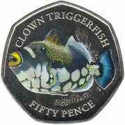50 Pence - Elizabeth II Clown triggerfish, United Kingdom, 2021 reverse image