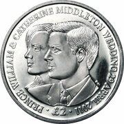 2 Pounds - Elizabeth II Royal Wedding; Silver, United Kingdom, 2011 reverse image