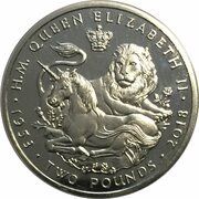 2 Pounds - Elizabeth II The Lion and the Unicorn; Silver, United Kingdom, 2018 reverse image