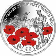 2 Pound - Elizabeth II Tomb of the Unknown Soldier; Coloured; Silver, United Kingdom, 2018 reverse image