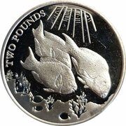 2 Pounds - Elizabeth II Parrotfish, United Kingdom, 2021 reverse image