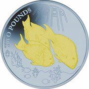 2 Pounds - Elizabeth II Parrotfish; Titanium, United Kingdom, 2021 reverse image