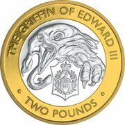2 Pounds - Elizabeth II The Griffin of Edward III; Silver, United Kingdom, 2021 reverse image