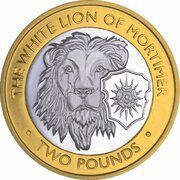 2 Pounds - Elizabeth II The White Lion of Mortimer; Silver, United Kingdom, 2021 reverse image