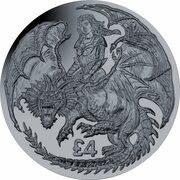 4 Pounds - Elizabeth II Warrior and Dragon, United Kingdom, 2019 reverse image