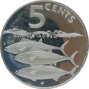 5 Cents - Elizabeth II Bonito Fish, United Kingdom, 1985 reverse image