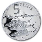 5 Cents - Elizabeth II Bonito Fish; Silver Proof, United Kingdom, 1985 reverse image