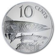 10 Cents - Elizabeth II Great Barracuda; Silver proof, United Kingdom, 1985 reverse image