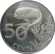 50 Cents - Elizabeth II Dolphin Fish, United Kingdom, 1985 reverse image