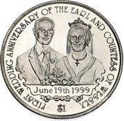 1 Dollar - Elizabeth II Royal Wedding, United Kingdom, 2000 reverse image