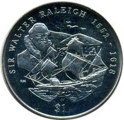 1 Dollar - Elizabeth II Sir Walter Raleigh, United Kingdom, 2002 reverse image