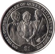 1 Dollar - Elizabeth II Golden Jubilee - With Reagan, United Kingdom, 2002 reverse image