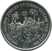 1 Dollar - Elizabeth II Golden Jubilee - Carnival Dancers reverse image