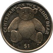 1 Dollar - Elizabeth II Teddy Bear, United Kingdom, 2002 reverse image