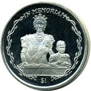 1 Dollar - Elizabeth II Queen Mother and a young Prince Charles, United Kingdom, 2002 reverse image