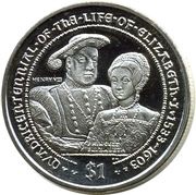 1 Dollar - Elizabeth II King Henry VIII and Princess Elizabeth, United Kingdom, 2003 reverse image