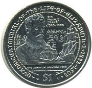 1 Dollar - Elizabeth II Sir Francis Drake, United Kingdom, 2003 reverse image