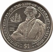 1 Dollar - Elizabeth II Sir Walter Raleigh, United Kingdom, 2003 reverse image