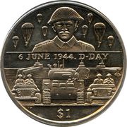 1 Dollar - Elizabeth II D-Day - Soldier, United Kingdom, 2004 reverse image