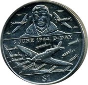 1 Dollar - Elizabeth II D-Day - Pilot, United Kingdom, 2004 reverse image
