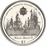 1 Dollar - Elizabeth II Nelson’s favorite Ships, United Kingdom, 2005 reverse image