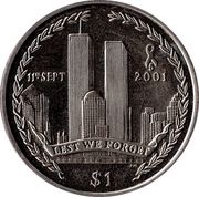 1 Dollar - Elizabeth II 5th Anniversary Attack on Twin Towers, United Kingdom, 2006 reverse image