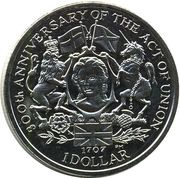1 Dollar - Elizabeth II Act of Union, United Kingdom, 2007 reverse image