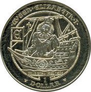 1 Dollar - Elizabeth II Queen Elizabeth I - Above Ship, United Kingdom, 2008-2009 reverse image