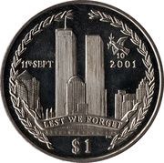 1 Dollar - Elizabeth II 10th Anniversary Attack on the Twin Towers, United Kingdom, 2011 reverse image