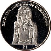 1 Dollar - Elizabeth II Duchess of Cambridge - Double Portrait, United Kingdom, 2012 reverse image
