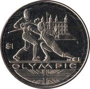 1 Dollar - Elizabeth II Fencing; Double Portrait reverse image