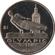 1 Dollar - Elizabeth II Gymnastics; Double Portrait, United Kingdom, 2012 reverse image