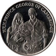 1 Dollar - Elizabeth II Prince George, United Kingdom, 2013 reverse image