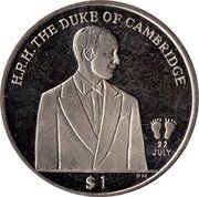 1 Dollar - Elizabeth II The Duke of Cambridge, United Kingdom, 2013 reverse image