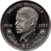 1 Dollar - Elizabeth II Nelson Mandela, United Kingdom, 2014 reverse image