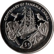 1 Dollar - Elizabeth II Centenary of Panama Canal, United Kingdom, 2014 reverse image