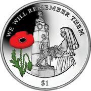1 Dollar - Elizabeth II Nurse Edith Cavell; Coloured, United Kingdom, 2014 reverse image