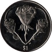 1 Dollar - Elizabeth II Heart of Roses, United Kingdom, 2015 reverse image