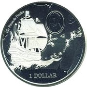 1 Dollar - Elizabeth II 475th Ann. Birth of Sir Francis Drake, United Kingdom, 2015 reverse image