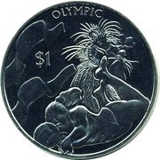 1 Dollar - Elizabeth II Olympic - Beach volleyball, United Kingdom, 2016 reverse image