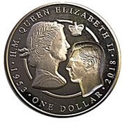 1 Dollar - Elizabeth II Sapphire Coronation, United Kingdom, 2018 reverse image