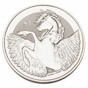 1 Dollar - Elizabeth II Pegasus; 1oz Reverse Frosted Silver Bullion, United Kingdom, 2018-2019 reverse image