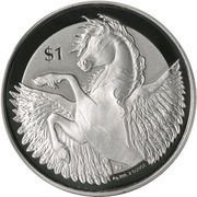 1 Dollar - Elizabeth II Pegasus; Piedfort 2oz Reverse Frosted Silver Bullion, United Kingdom, 2018-2019 reverse image