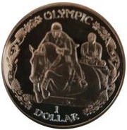 1 Dollar - Elizabeth II Olympic Equestrian, United Kingdom, 2019 reverse image