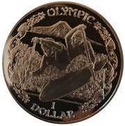 1 Dollar - Elizabeth II Olympic Canoeing, United Kingdom, 2019 reverse image
