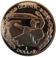 1 Dollar - Elizabeth II Olympic Skate boarding, United Kingdom, 2019 reverse image