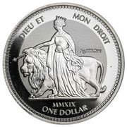 1 Dollar - Elizabeth II Una and Lion; Piedfort, United Kingdom, 2019 reverse image