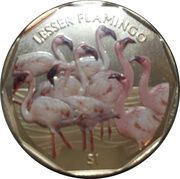 1 Dollar - Elizabeth II Lesser Flamingo, United Kingdom, 2019 reverse image