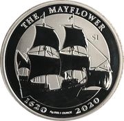 1 Dollar - Elizabeth II Mayflower, 1oz Reverse Frosted Silver Bullion, United Kingdom, 2020 reverse image